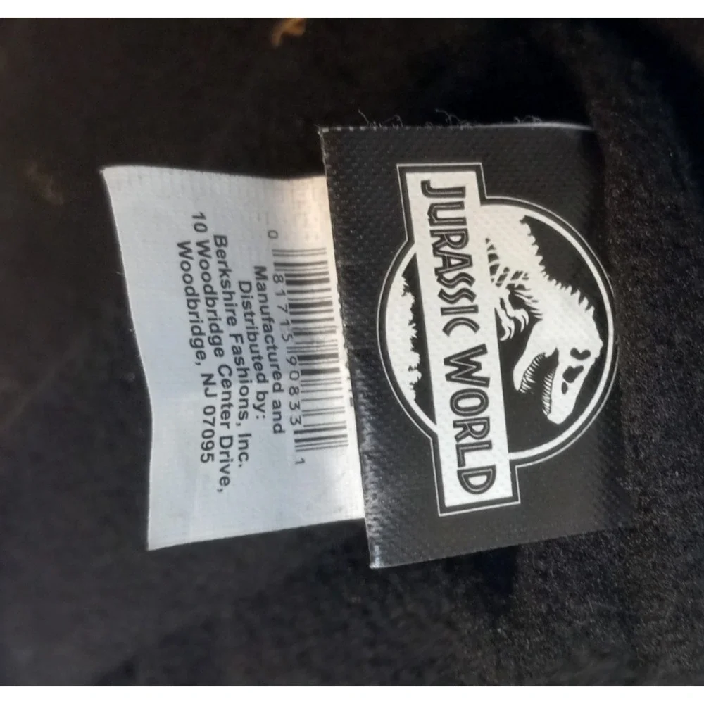 Jurassic Park World Black Knit Beanie Hat Dinosaur Logo Embroidered Winter Cap